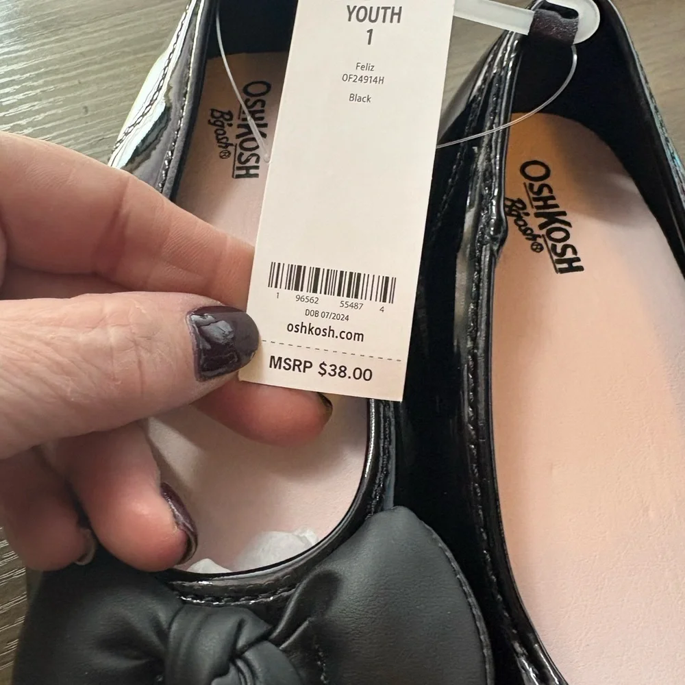 OshKosh B'gosh Shiny Black Bow Dress Shoes